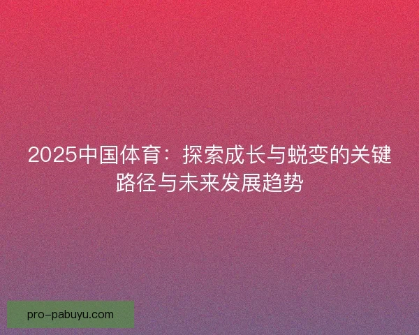 2025中国体育：探索成长与蜕变的关键路径与未来发展趋势